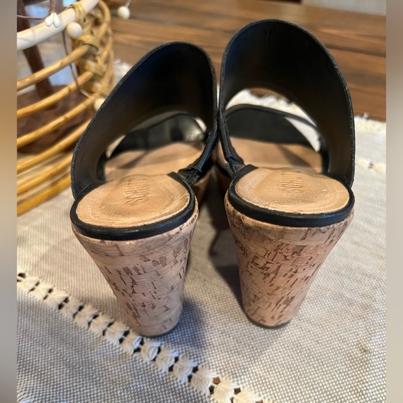 Schutz Black Women's Wedge Sandals with cork heels, size 7.5, summer, GUC - Picture 2 of 6